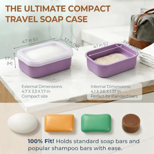 AIMAIAIMAI Enhanced Leak Proof Travel Soap Container, Compact Silicone Travel Soap Holder with Drainage Pad, Great for Camping, Gym and Business Trip (Purple) - color: Purple