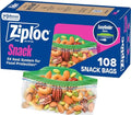 Ziploc Snack Bags, Easy Open and Close, Small Plastic Food Storage Bags, 108 Bags Total - size: 108 Count