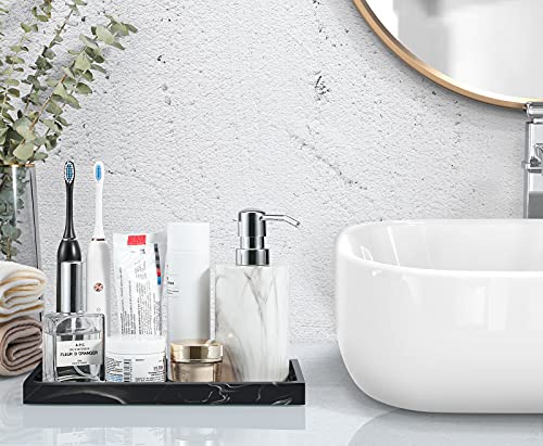Luxspire Resin Bathroom Vanity Tray for Countertop Organizer, M, Ink Black | 10 x 6 inch, non-slip waterproof resin, easy wipe clean, fits bath kitchen vanity, holds jewelry toiletries soap - color: Ink Black, size: M