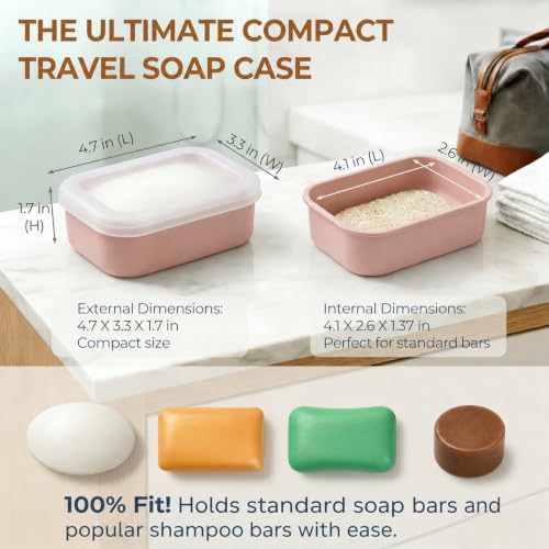 AIMAIAIMAI Compact Leakproof Travel Soap Case, Silicone Travel Soap Container, Portable Soap Box with Drainage Layer, Shatterproof Soap Holder for Bathroom, Gym (Pink) - color: Pink
