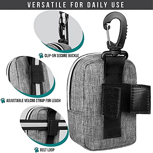 PetAmi Dog Poop Bag Holder for Leash, Waste Bag Dispenser Pet Pouch, Grey - color: Heather Gray
