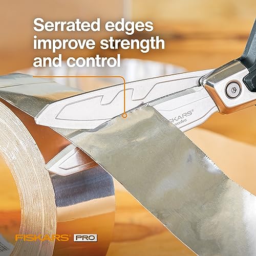 Fiskars Pro 8" PowerArc Shop Shears, Heavy Duty Serrated Utility Scissors - style: Serrated 8 in.