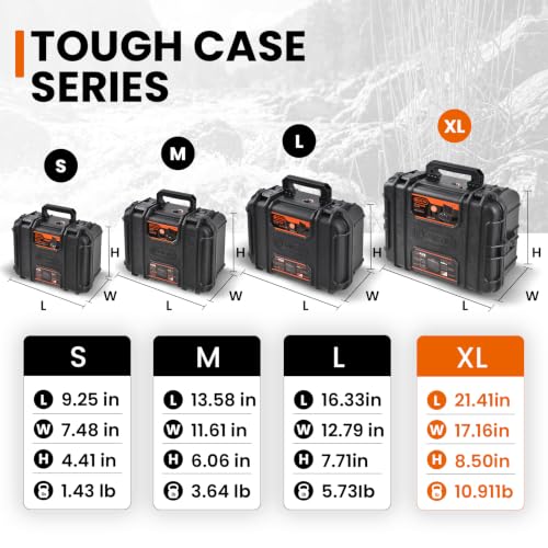 Tactix Hard Case XL Plastic Waterproof Camera Protective Case IP65 Heavy-Duty, Custom Foam Insert, Fit Use of Drones, Camera, Equipments, Tools, 21.41"x17.16"x8.50" Black - size: XL
