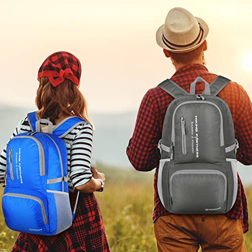 ZOMAKE Lightweight Packable Backpack, 35L Foldable Daypack (Dark Blue) | Light Hiking Backpacks Water Resistant Collapsible Day Pack for Travel, Everyday Carry, Multi-Pocket Layout, Heavy Duty Nylon - color: Dark Blue, size: 35L