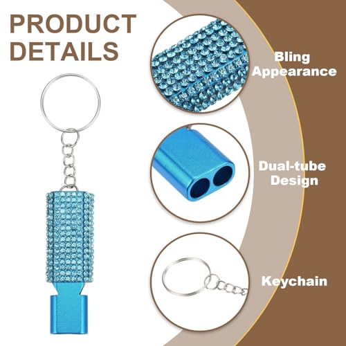PATIKIL Emergency Whistle with Keychain, Bling Safety Survival Whistles Rescue Signaling Loud - color: Lake Blue