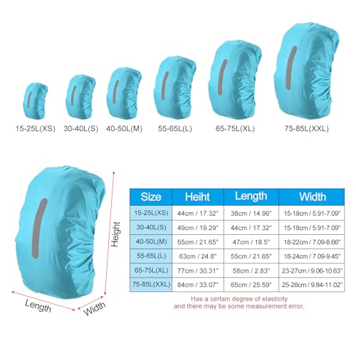 PATIKIL Waterproof Backpack Rain Cover, Non-Slip Backpack Cover with Vertical Reflective Strap Stay Dry for Hiking, Camping, Hunting - color: Light Blue, size: Small