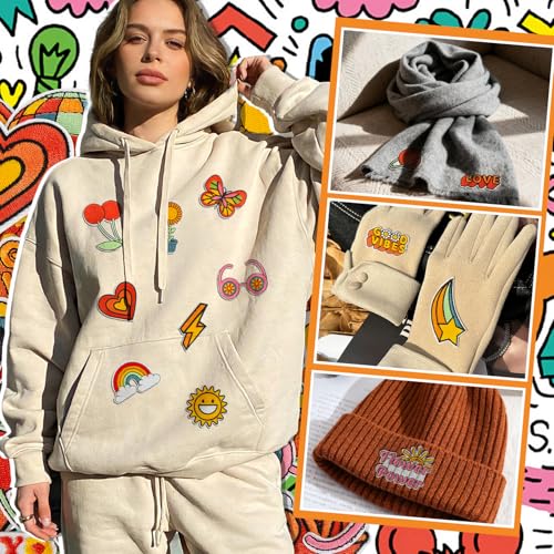 32Pcs Hippie Iron On or Sew On Patches, Embroidered Patch for Jeans, Jackets, Hats, Bags, Backpacks, Clothing - color: Hippie - 32Pcs