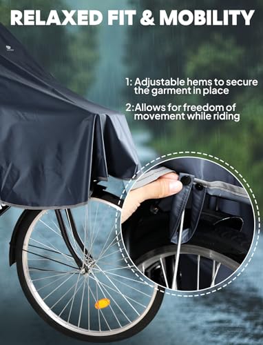 ANYOO Waterproof Rain Poncho Bike Bicycle Rain Capes Lightweight for Adults - color: Grey