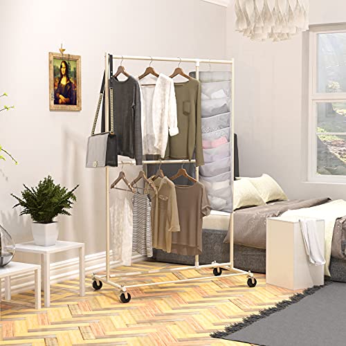 Simple Houseware 24-Pocket Double-Sided Hanging Closet Organizer | 1 Pack, for Bra & Underwear Storage with Rotating Hanger, Mesh Fabric, Gray