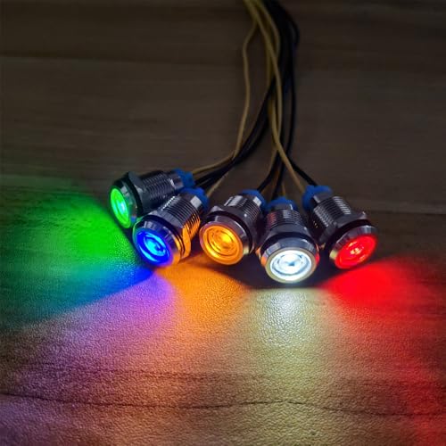 Gebildet 5pcs 12mm LED Metal Indicator Light 110V-220VAC Waterproof Signal Lamp (Blue) - color: Blue 110V