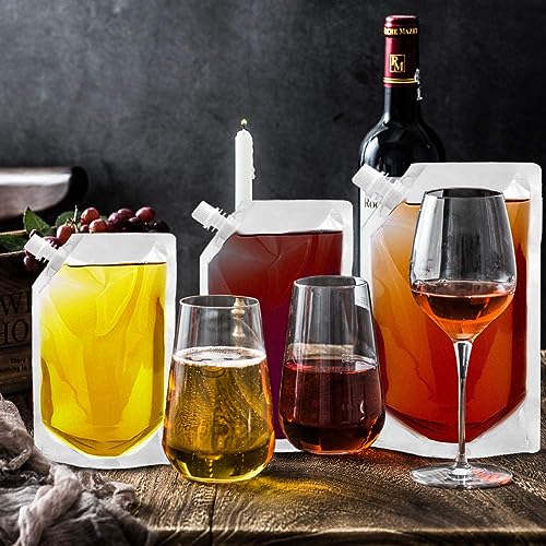 Cruise Liquor Flask Kit for Travel,Concealable and Reusable Rum Runner Alcohol Juice Travel Plastic Flasks Liquor Bags for Sneak Drink-4 x 32 oz + 3 x 16 oz + 3 x 8 oz +1 funnel - size: 32OZx4,16OZx3,8OZx3