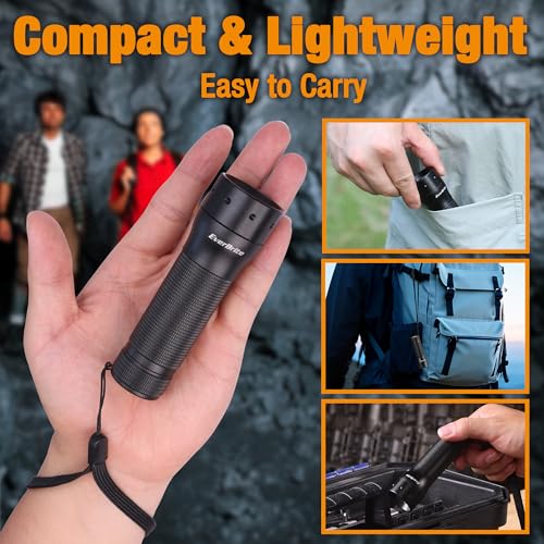 EverBrite Mini Flashlight, Zoomable 350LM LED Flashlight, Black | Small, 3 Light Modes, Zoomable Beam, 3 AAA Batteries Included, Wrist Strap, Home, Camping & Emergency Use, Holiday Gifts - color: Black, size: Small