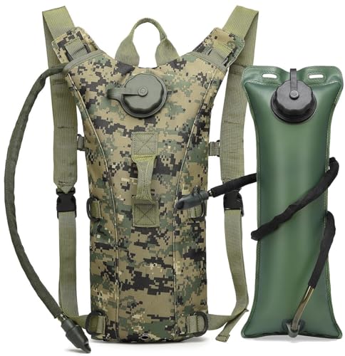Running Hydration Pack Vest Lightweight with 3L Water Bladder Backpack Bag BPA Free for Hiking Marathon Cycling - color: Woodland Digital