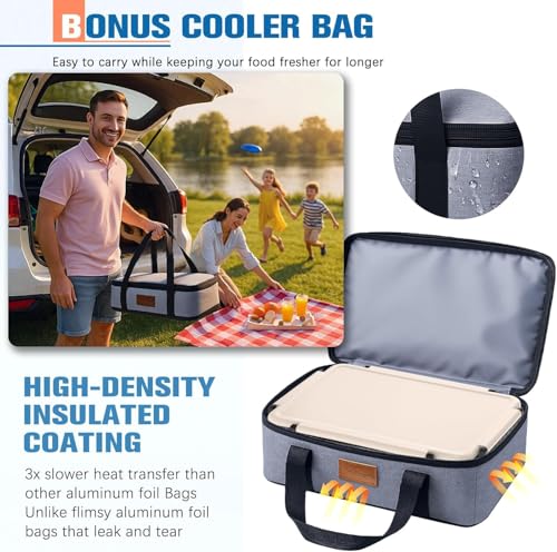 Chilled Portable Snackle Box Container, Beach Essentials for Summer, Divided Serving Tray with Reusable Ice Pack & Insulated Bag, Snack Containers for Road Trip Charcuterie Snack Picnic - color: Cream
