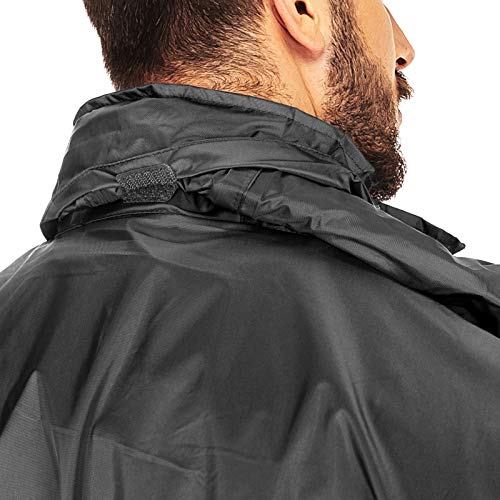 33,000ft Men's Packable Rain Jacket Lightweight Waterproof Golf Raincoat - color: Black, size: Large
