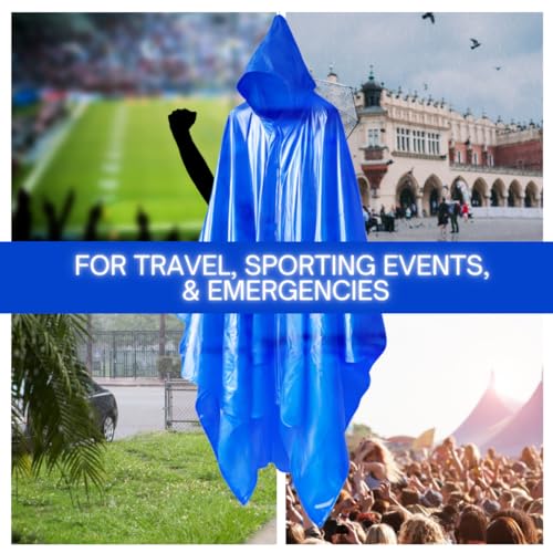 RAIN GUARD 10 Mil Vinyl Rain Poncho with Hood | Expanded 50" x 80" | Reusable Waterproof Protection | Adult Size | 2 Pack - color: Blue