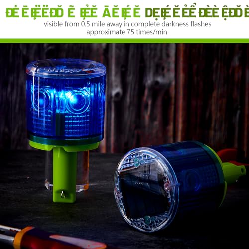 2 Pcs Solar Strobe Warning Traffic Light 360 Degree Single Column IP65 Waterproof Emergency Strobe Flashing Barricade Safety Road Construction Traffic Light(Blue,Stand) - color: Blue, size: Stand