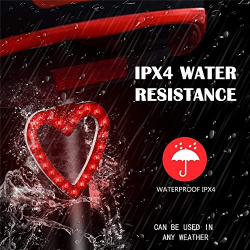 Maso Bike Taillights-USB Rechargeable Cycling Bicycle Tail Warning Light Rear Safety 5 Modes Waterproof Heart Shaped