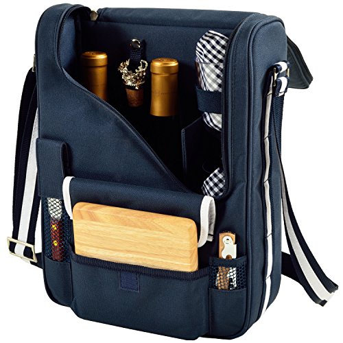 Picnic at Ascot Original Insulated Wine and Cheese Cooler Bag - Designed, Assembled & Quality Approved in the USA - color: Navy/White