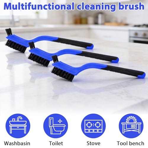 Reallnaive 50 Pcs Nylon Cleaning Brushes Bulk 7 Inch Blue Nylon Brushes with Curved Handle Grip for Deep Cleaning Small Parts Rust Dirt Paint Scrubbing, Removal Surface in Hole - color: Blue