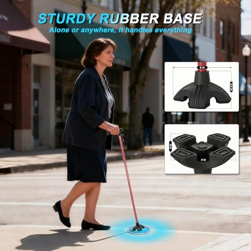Travel Walking Cane,‌1.36 lb,15.75" Folded,Under 5'9",Red - color: Basic Red Cane(30.31-37.40in)