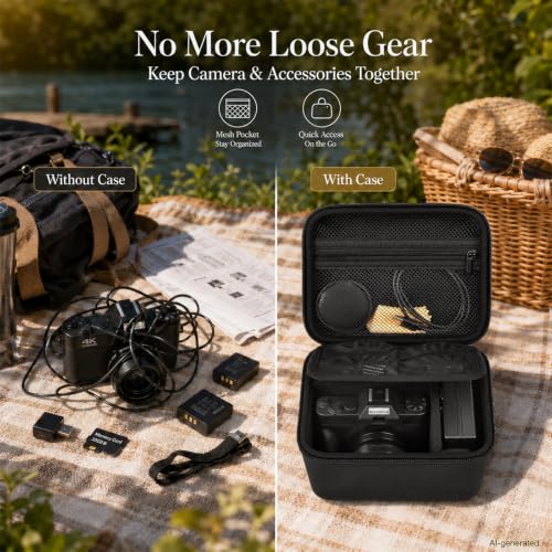 Comecase Large Travel 4K Vlogging Camera Case for Duluvulu/for AUREAPI | Outdoor Camera Storage with 2 Divider and Mesh Pocket, for Vloggers and Content Creators, Trip Ready, Full Black - Large - color: Full Black, size: L