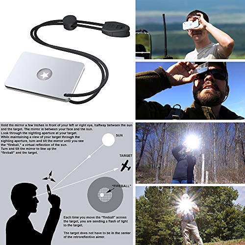 Signal Mirror Survival Tools, Military Grade Hiking Camping Mirror 2 x 3 inch with Small Compass and Whistle for Outdoor Adventure Emergency SOS Mirror - style: 2 Pcs