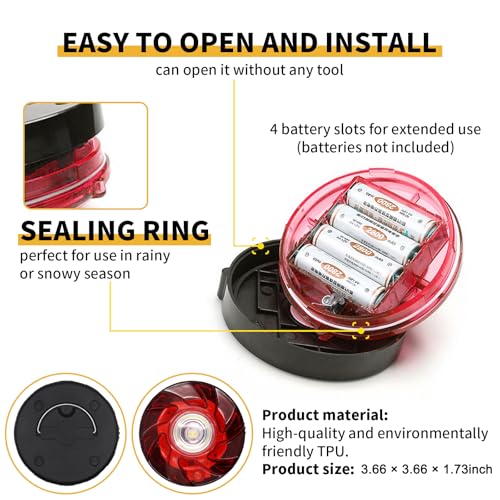 Tumecos Emergency Flare Alert LED Flare Beacon Auto Roadside Safety Warning Signal Caution Light Strobe Light with Magnetic Base for Vehicle (Red 4) - color: Red 2