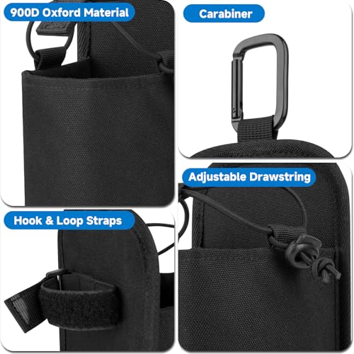 Xxerciz Water Bottle Holder for Backpack Shoulder Strap, Nylon Water Bottle Strap with Drawstring Carabiner, Portable Backpack Attachment Water Bottle Pouch for Hiking Walking Camping