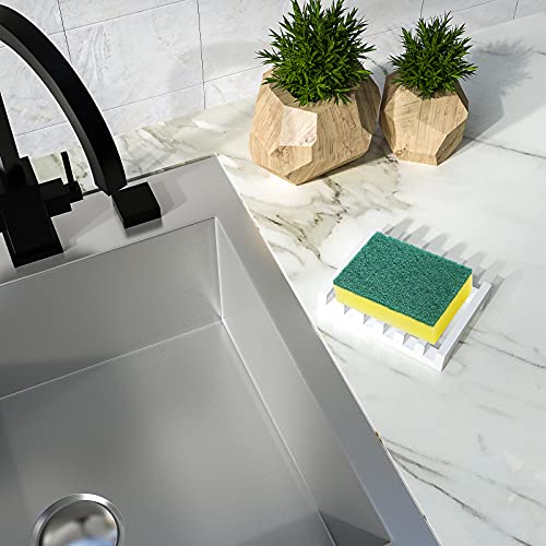 Topsky 2Pcs Soap Dish Holder, Non-Slip Bathroom Accessories Silicone Soap Case Saver, Sink Deck Bathtub Shower Dish Soap Drainer, Silicone Holder for Soap, Sponges, Scrubber (White) - color: White
