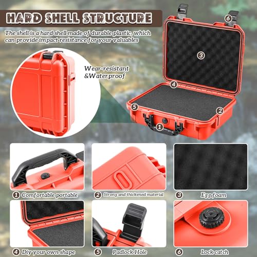 Relaxweex 8.5 x 6.5 x 3.7 Inch Hard Case, Grid Shell, Reddish Orange - color: Reddish Orange, size: 8.5 x 6.5 x 3.7 Inch, style: Grid Shell