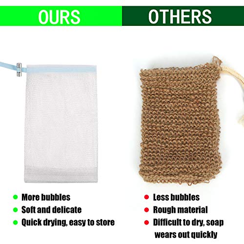Cobahom Soap Bag 6 Pack 6 x 3.5 Inch Mesh Foaming Net Soap Sack Bags Soap Saver Pouch Net Bags with Drawstring for Bath & Shower （Blue） | Soap Handmade Soap Bubble Mesh Net Bags with Drawstring, Mesh Soap Saver Pouch Bag for Bath & Shower (Blue) - size: 6