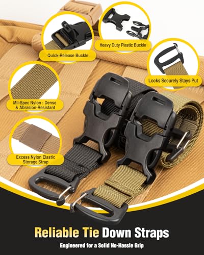 MOLLE Tactical Backpack Straps Rush Tier System Molle Attachment - color: Khaki 4pcs