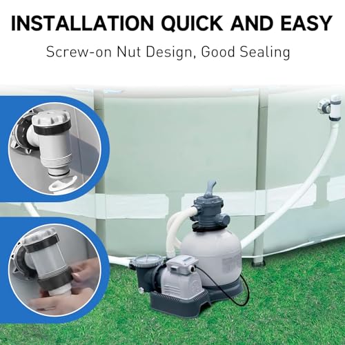 2 Pack 1.5" Pool Pump Hose for Intex Sand Filter Pumps & Saltwater Systems, 29060E Pool Filter Hose for Intex & Coleman Above Ground Pools, 59" Long Replacement Hoses, White - color: White