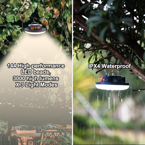 10000mAh 4000LM Camping Light 4 Light Modes Portable LED Camping Lantern Rechargeable Light 30W with Digital Power Display and Magnet , IPX5 Waterproof Tent Lights Power Failure Emergency Light - size: 30W(3 Color)