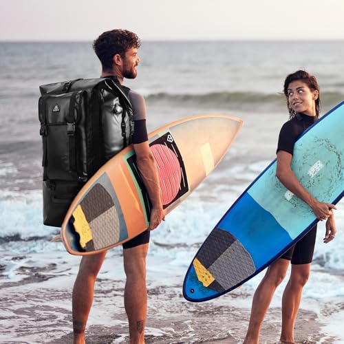 Haimont Large Waterproof Roll Top Dry Backpack 100L, Black | 500D Ripstop, IPX7, Air Valve, Adjustable Straps for Boating Kayaking, Surfing, Camping Fishing - color: Black, size: 100L