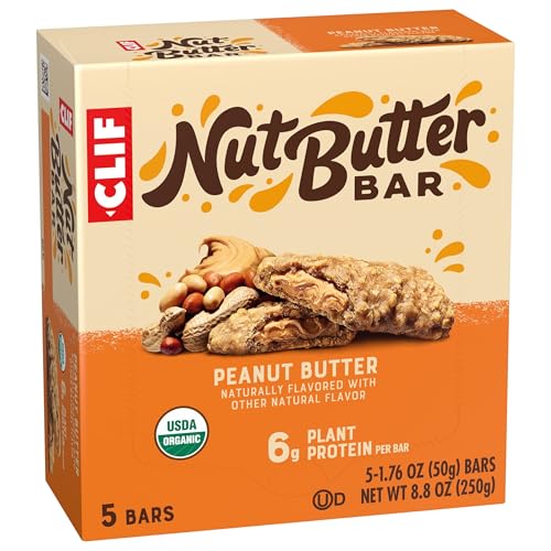 CLIF Nut Butter Bar - Peanut Butter - Energy Snack Bars - Non-GMO - USDA Organic - Plant Based - Low Glycemic - 1.76 oz. 5 Count (Pack of 6) - size: 5 Count (Pack of 6)