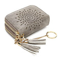 APHISON RFID Credit Card Holder Zipper Card Case Keychain Small Wallet for Women 1942-2 GRAY - color: B-GRAY-2（double zip）