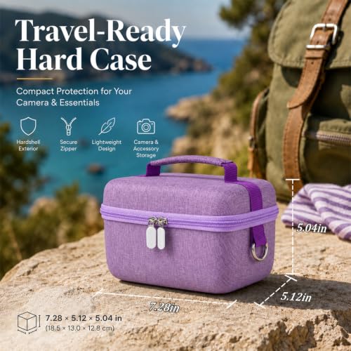 Comecase Large Travel 4K Vlogging Camera Case for Duluvulu/for AUREAPIX | Outdoor Camera Storage with 2 Dividers and Mesh Pocket, for Vloggers and Content Creators, Trip Ready, Full Purple- Case Only - color: Full Purple, size: L