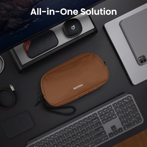 tomtoc Electronics Organizer Travel Case Performance, Cable Tech Pouch - color: Brown Plaid, size: Small