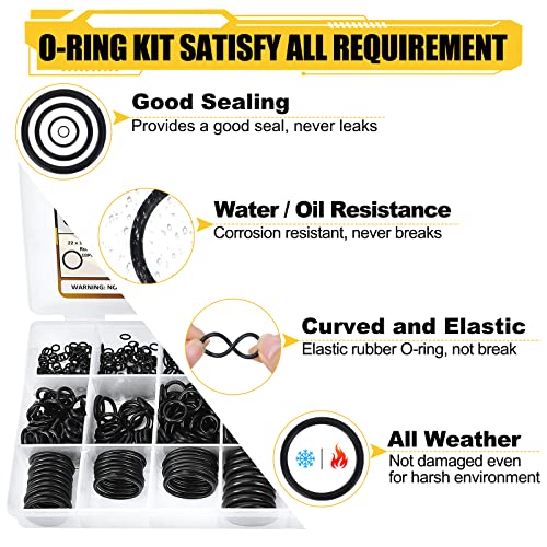 780PCS 18 Sizes Rubber O Ring Assortment Kit with 180° Pick & Hook Tool | O Ring Set of home, Universal Nitrile Rubber Pressure Washer, for Hose, Faucet, Automotive, Air and Gas Sealing Repair - size: 780PCS