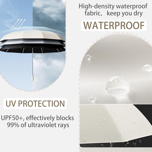 erised's bifrost Travel Folding Inverted Umbrella, Compact Reverse With Reflective Stripe,Auto Open/Close, UPF 50+ UV Protection, Large Canopy, 10 Ribs,Rain & Sun,Suitable for Men, Women,Backpack/Car - color: Grey
