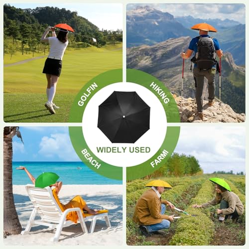 Umbrella Hat, Fishing Hat Hands Free Waterproof Adjustable Sun | Rain Cap Elastic Band Fit Camping - color: Black/Gray