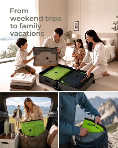 Vacbird 10 Pack Travel Vacuum Bags with Hand Pump, Reusable Waterproof Space Saver for Luggage Clothes Packing