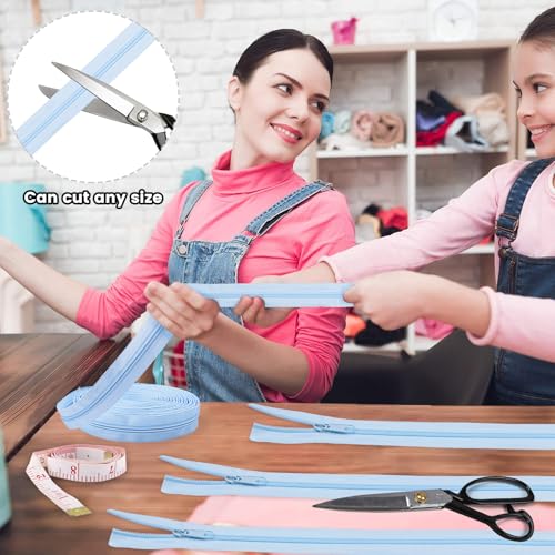 DOITEM 12 Yards Nylon Coil Zipper by The Yards, #3 Bulk Zippers for DIY Sewing Craft Bags with Replacement 25PCS Sliders (Light Blue, #3) - color: Light Blue, size: #3