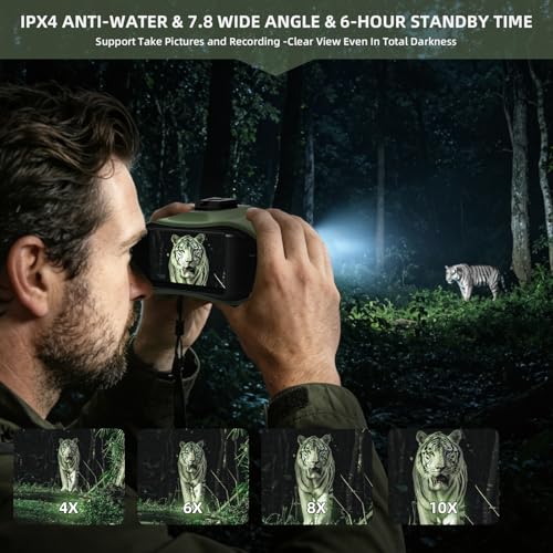 4K HD Digital Night Vision Goggles for Adults 10X Zoom Binoculars 3" LCD - color: Green&Black