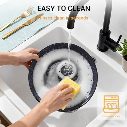 Ammeloo 21-Piece Ceramic Pots and Pans Set Non Stick with Detachable Handles and Egg Frying Pan, Non-Toxic Cookware, Induction Ready, Oven Safe, Stackable for Storage, Black Speckled - color: Egg Pan Set