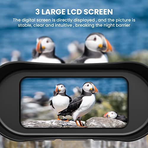 4K Digital Night Vision Goggles Binoculars for Total Darkness, Infrared Digital Night Vision, 32GB Memory Card for Photo and Video Storage, 3'' Large Screen Perfect for Hunting and Farm Monitoring
