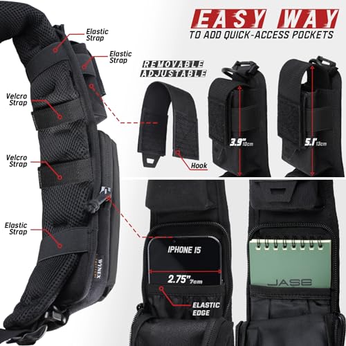 WYNEX Molle Backpack Shoulder Strap Pouches of Water Bottle Pouch Version | Tactical Accessories Backpack Strap Pouch Water Bottle Carrier Holder Molle Accessories for Backpacks - color: Black-2pcs-A+B