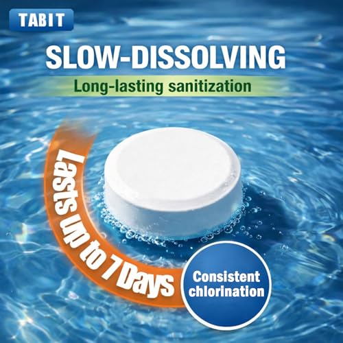 Chlorine Tablets 3 inch 5 Pounds, TABIT Swimming Pool Long Lasting Chlorinating Tablets, Slow Dissolving, Tri-Chlor for Swim Pool, Hot Tubs, Spa - size: 5 lbs
